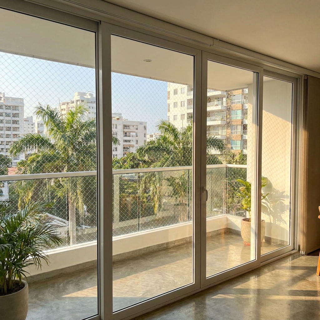 Ventana corrediza con fijación a marco — ejemplo